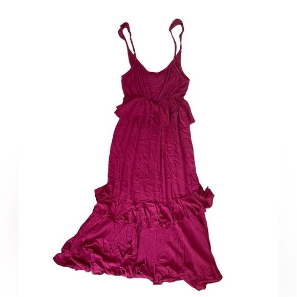 BOBEAU Ruffle Tier Woven Maxi Dress Raspberry Size XS NWOT - Picture 7 of 8